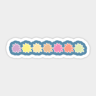 Multi Color Daisy Flower Row Minimal Graphic Art Sticker